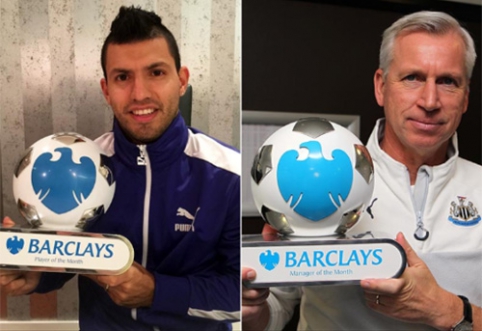 "Premier" lygos mėnesio laureatai - S.Aguero ir A.Pardew