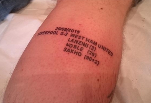 Po istorinės pergalės - "West Ham" sirgaliaus tatuiruotė (FOTO)