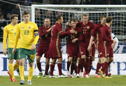 Blankiai atrodžiusi Lietuvos rinktinė nepasipriešino Rusijos futbolininkams (FOTO, VIDEO)