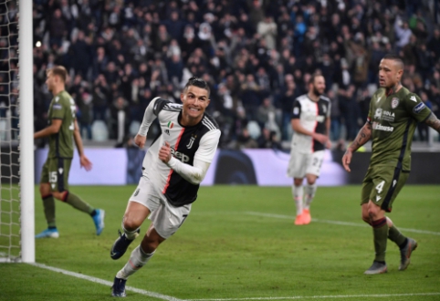 C. Ronaldo vedamas "Juventus" sutriuškino "Cagliari", Ibra debiutavo "Milan"